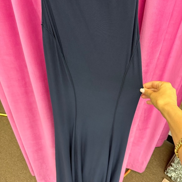 Ieena Mac Duggal Size0 Dress Gown Navy Blue Long Jersey SPL - Picture 4 of 6